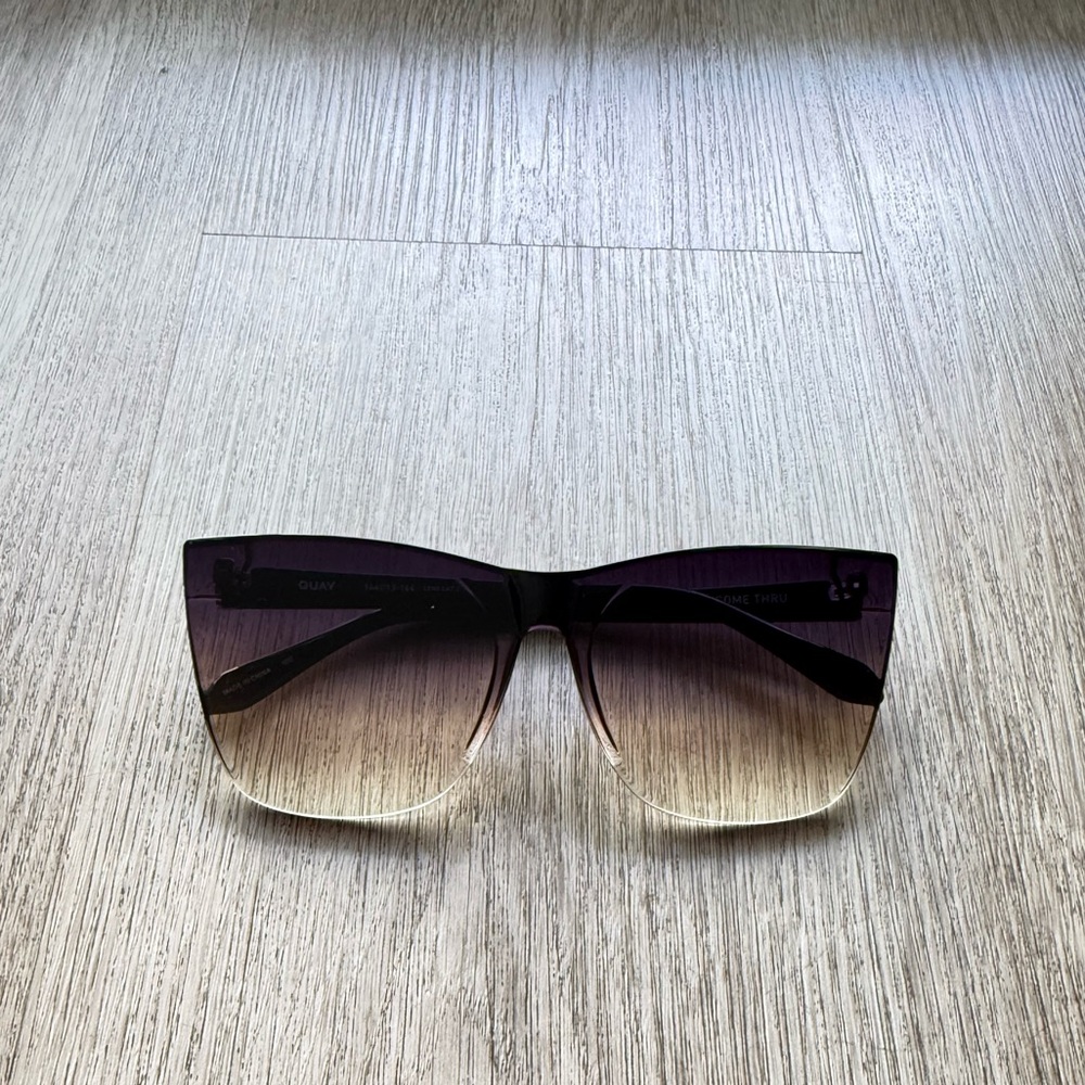 quay australia come thru brown fade oversized cat eye sunglasses eyewear NEW